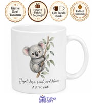 Koala Figürlü Sevimli Tasarım Baskılı Kupa Bardak Hediye Porselen Mug