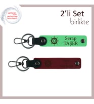 Dümende Kalmak İsteyenlere Hediye, Kişisel Anahtarlık Takımı, İsminizi Yazdırın, Fıstık Yeşil-Bordo