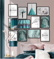 Çerçeve Görünümlü Mdf Tablo Seti 12 Parça Soyut İskandinav Minimalist Dini İslam