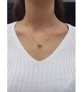 Kelebek Lazer Mineli Minimal Kolye (Karışık)