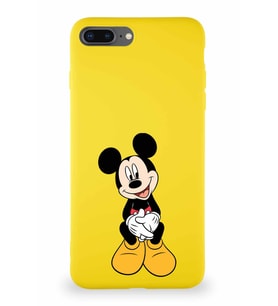 Apple iPhone 8 Plus Soft Premier Kapak Mickey Mouse-A Tasarımlı Silikon Kılıf - Sarı (Şeffaf)