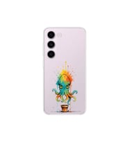 Samsung Galaxy S23 Plus ile uyumlu Splash ahtapot tasarımlı şeffaf silikon kılıf