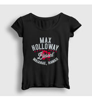 Presmono Kadın Siyah Blessed Mma Ufc Max Holloway T-Shirt 473963tt