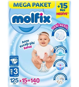 Mega Paket Bebek Bezi 3 Beden 4-9 Kg 140 Adet