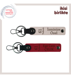 Yakın Dostuna Ömürlük Trabzonlu Sürpriz, Kişisel Anahtarlık Çifti, İsminizi Yazdırın, Pudra-Kırmızı