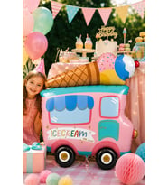 Folyo Balon Dondurma Arabası Makaron 70x58 cm Doğum Günü Parti Süsü Dekoratif Büyük Balon