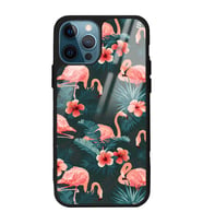 iPhone 13 Pro Flamingo Leaf Tasarımlı Glossy Telefon Kılıfı
