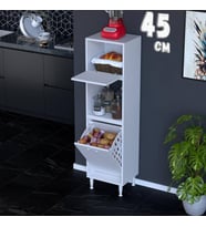 Eliusta Mayra 45 cm Çok Amaçlı Kiler Dolabı Mutfak Banyo Düzenleyici Tek Sepet Dar Alan Ekmeklik 45x150x32cm