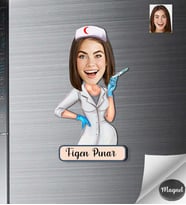 Kişiye Özel Hemşire Kadın Ahşap Magnet -5