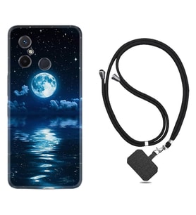 Xiaomi Redmi 12C Kılıf Resimli Boyun Askılı İpli Desenli Silikon Night Moon 1133