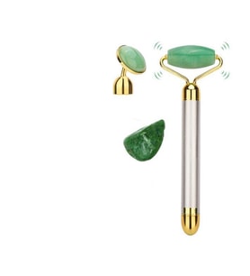 2 in 1 Güzellik Masaj Kalem Set Doğal Green Jade (Yeşim) Taş, Gümüş Çubuk