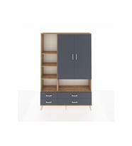 Arges Gardrop 8 Raflı 4 Çekmeceli 2 Kapaklı 132x30x195 Çam-Antrasit