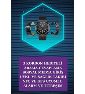 Kulak İçi Kablosuz Bluetooth Kulaklık ve NFC ve GPS Özellikli Akıllı Saat Alarm ve Titreşim