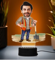 Doğum Günü Hediyesi,Sevgiliye Hediye, Kişiye Özel Fotoğraflı Mühendis Karikatür 3D Led Lamba (Beyaz)