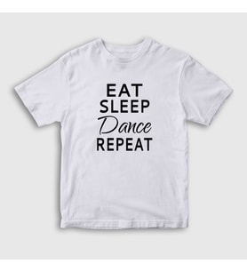 Presmono Unisex Çocuk Beyaz Eat Sleep Dance Repeat Hediye Dansçı T-Shirt 464318tt (Beyaz)