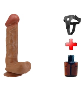 OdinsShop 26 cm Belden Bağlamalı Çift Katmanlı Gerçekçi Titreşimli Dildo Vibratör Penis