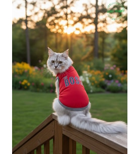 The Boss (Patron) Desenli Kedi ve Köpek Kıyafeti–Sevimli Evcil Hayvan Tişörtü Elbisesi, Farklı Renklerde (Kırmızı)