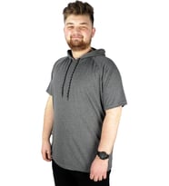 Mode XL Büyük Beden Tshirt Reglan Kapşonlu 22117 Antramelanj