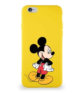 Apple iPhone 6 Soft Premier Kapak Mickey Mouse-D Tasarımlı Silikon Kılıf - Sarı (Şeffaf)