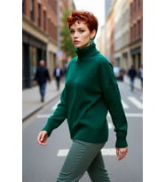 Kadın Oversize Düşük Kol Dik Yaka Uzun Triko Kazak Basic Modern Rahat Kış Günlük Şıklığı Sunar
