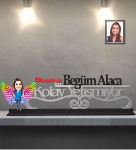 Kişiye Özel Melek Anne Karikatürlü Kolay Yetişmiyor Ahşap Biblo Model-2