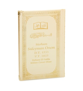 50 ADET - İsim Baskılı Ciltli Yasin Kitabı - Osmanlı Desenli - Orta Boy - 176 Sayfa - Krem Renk - Dini Hediyelik
