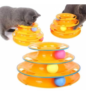 Üç Katlı Kedi Oyuncağı Seti Hareketli Top Kovalayıcı Pet Oyuncak (Karışık)