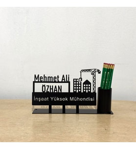İnşaat Mühendisi Masaüstü İsimlik - Kişiye Özel Metal Masa İsimliği - Hediye Ofis
