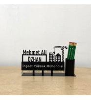 İnşaat Mühendisi Masaüstü İsimlik - Kişiye Özel Metal Masa İsimliği - Hediye Ofis