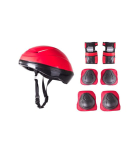 Kask Dizlik Dirseklik Koruyucu Set (Kırmızı)