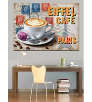 Fransız Kahve Macaron Tabelası Dekoratif Kanvas - Mdf Ahşap Tablo