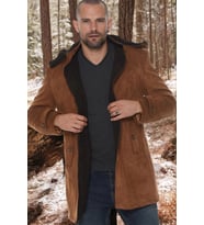 PLT8399 DEWBERRY SÜET GÖRÜNÜMLÜ ERKEK PALTO-DÜZ CAMEL