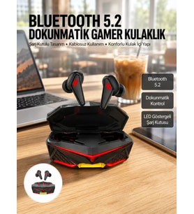 Dokunmatik Kontrol Tws Işıklı Kulakiçi Bluetooth Kulaklık Kablosuz Oyuncu Kulaklığı Yeni Nesil