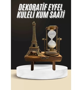 Retro Eyfel Kulesi Ve Kum Saati Dekoratif Ahşap Görünümlü Masa Biblosu
