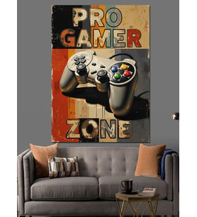 "Pro Gamer Zone" Oyun Afişi Dekoratif Kanvas - Mdf Ahşap Tablo