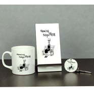 Mükemmel Erkeği Bekleyen Kadın Üçlü Set (Kupa + Telefon Standı + Anahtarlık)