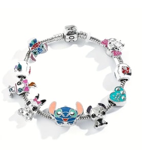 Pandora Tarz ,Disney  Mickey ve Minnie Renkli Charmlı Bİleklik, Ahşap Kutu içerisinde