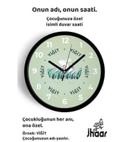 İsme Özel Sevimli Tavşan Çocuk Odası Duvar Saati Orta Boy 30 cm Siyah Camlı Sessiz