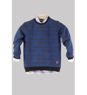ALEXANDERGARDI DESENLİ BİSİKLET YAKA ÇOCUK SWEATSHİRT (C22-90400) (Lacivert)