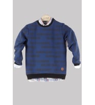 ALEXANDERGARDI DESENLİ BİSİKLET YAKA ÇOCUK SWEATSHİRT (C22-90400) (Lacivert)