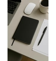 Lexroo Defter, Çizgisiz Not Defteri, Siyah Termo Deri Kapaklı Çizgisiz Not Defter