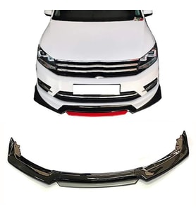 Vw Caddy Gri Renkli Şeritli Dilli Ön Lip 4 Prç Parlak Siyah ABS 2010-2015