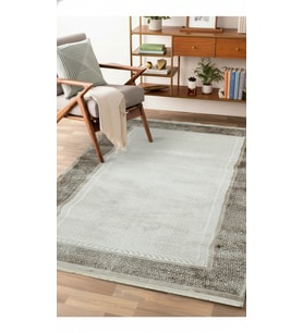 Sultan Majesty Çerçeveli Gri Modern Makine Dokuma Salon Halısı - 3083