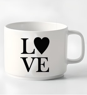 Love Tasarımlı Porselen Kupa Nescafe Fincanı