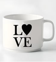 Love Tasarımlı Porselen Kupa Nescafe Fincanı