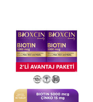 Bioxcin Biotin 5.000 Mcg 30 Tablet - Biotin Çinko 15 Mg Saç Ve Tırnak Vitamini 2 Li Avantaj Paket- (Renksiz)