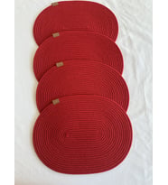 Jüt Amerikan Servis Sofra Altlığı, Masa Dekoru Supla Oval Mavi 30x40 4lü (Kırmızı)