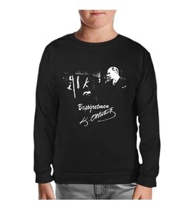 Başöğretmen Atatürk - Öğretmenler Günü Siyah Çocuk Sweatshirt