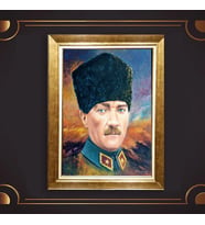 Özel Seri Paspartulu Çerçeveli Atatürk Tablo l459 (Gold)
