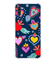 PrintiFy Samsung Galaxy A11 Uyumlu Retro Color 3 Baskılı Şeffaf Köşe Korumalı Antişok Kılıf